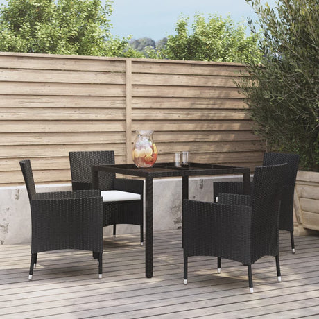 -Delige Tuinset Poly Rattan Zwart