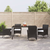 -Delige Tuinset Poly Rattan Zwart