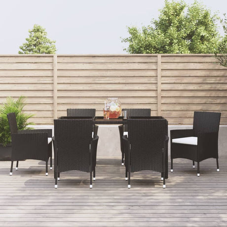 -Delige Tuinset Poly Rattan Zwart