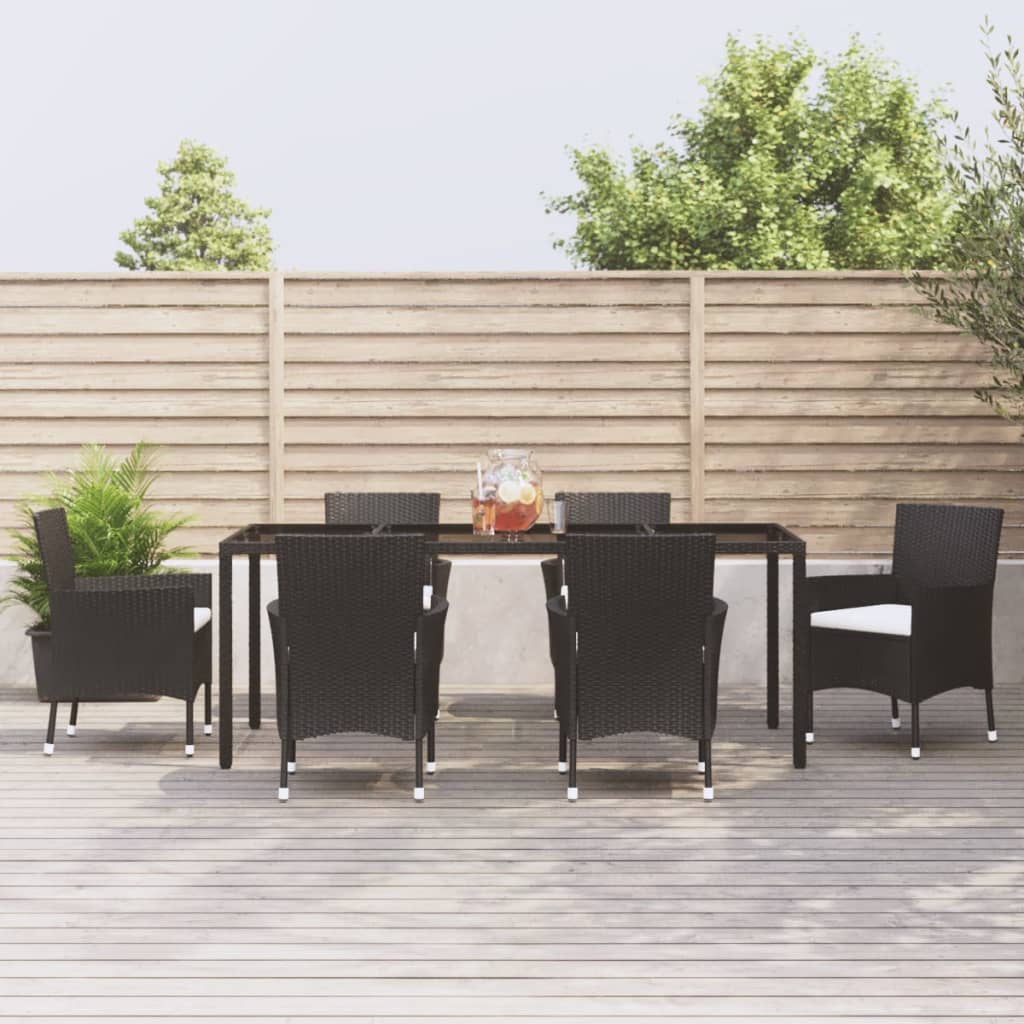 -Delige Tuinset Poly Rattan Zwart