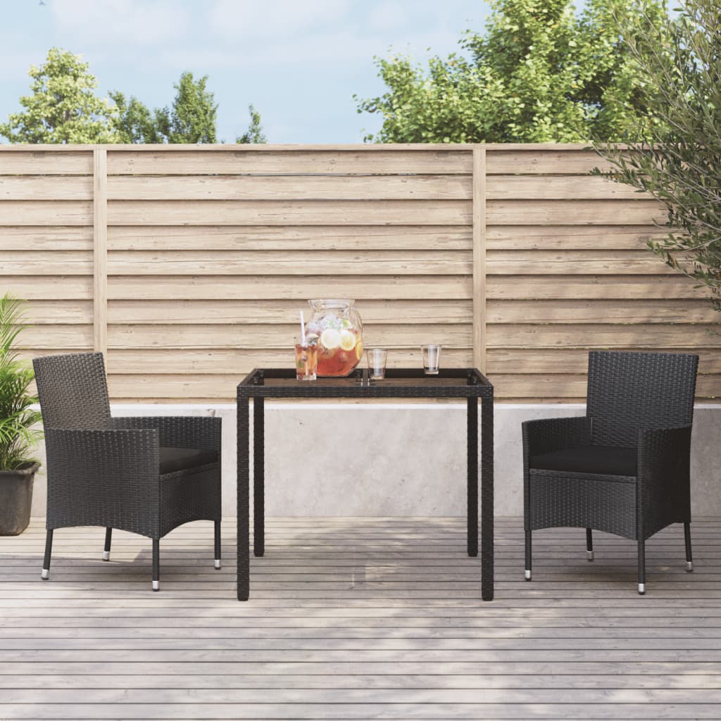 -Delige Tuinset Met Kussens Poly Rattan Zwart