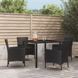 -Delige Tuinset Met Kussens Poly Rattan Zwart