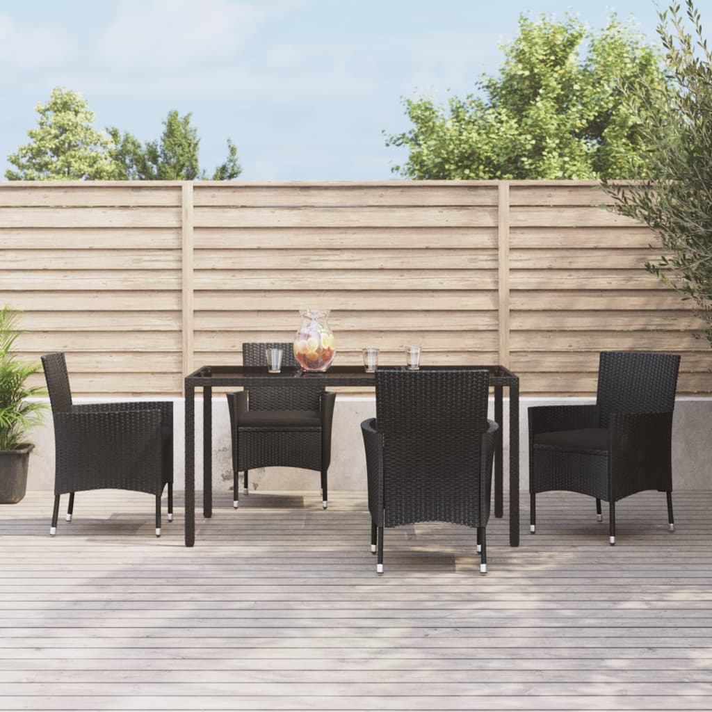 -Delige Tuinset Met Kussens Poly Rattan Zwart