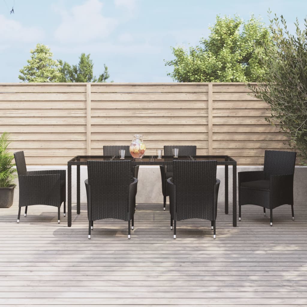 -Delige Tuinset Met Kussens Poly Rattan Zwart