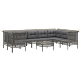 -Delige Loungeset Met Kussens Poly Rattan Grijs