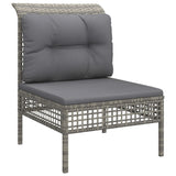 -Delige Loungeset Met Kussens Poly Rattan Grijs