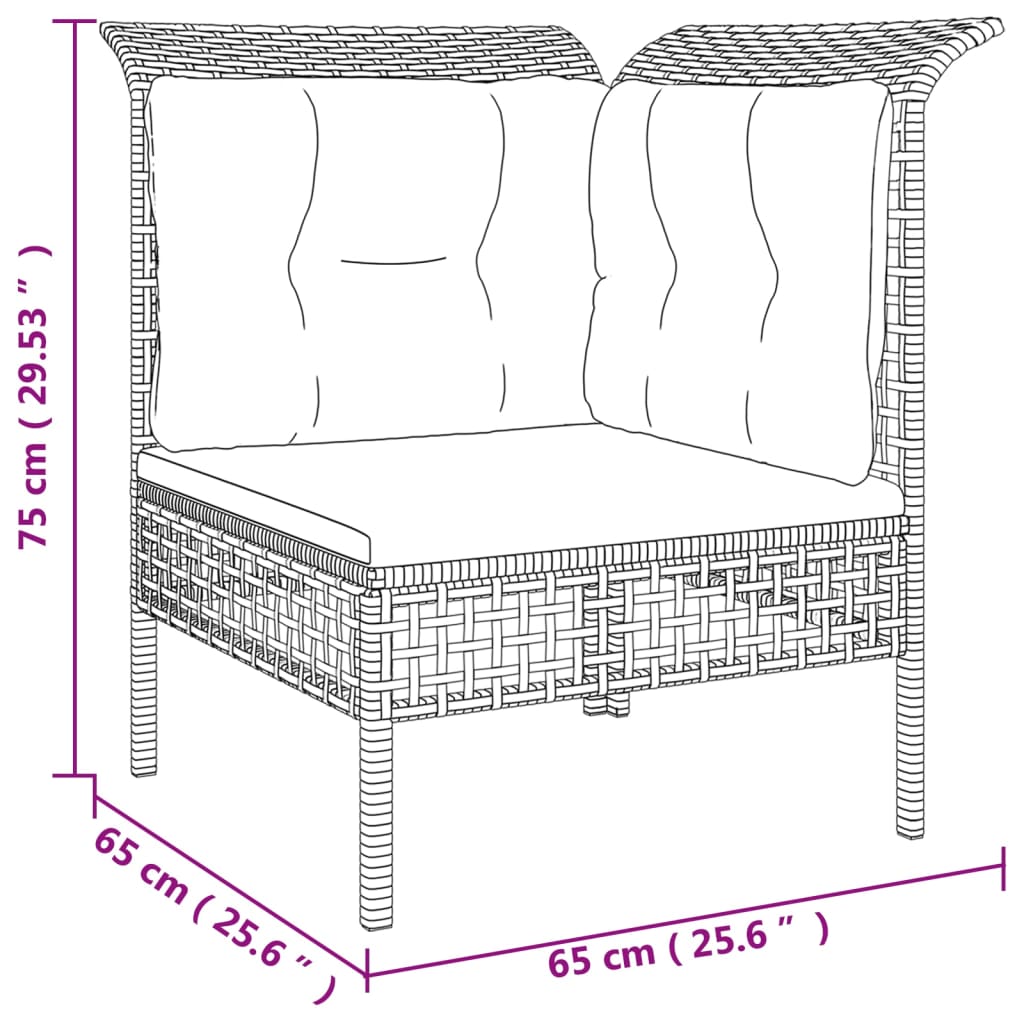 -Delige Loungeset Met Kussens Poly Rattan Grijs