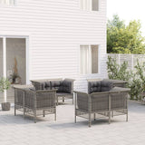 -Delige Loungeset Met Kussens Poly Rattan Grijs