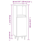 Badkamerkast 30X30X100 Cm Bewerkt Hout Hoogglans Wit