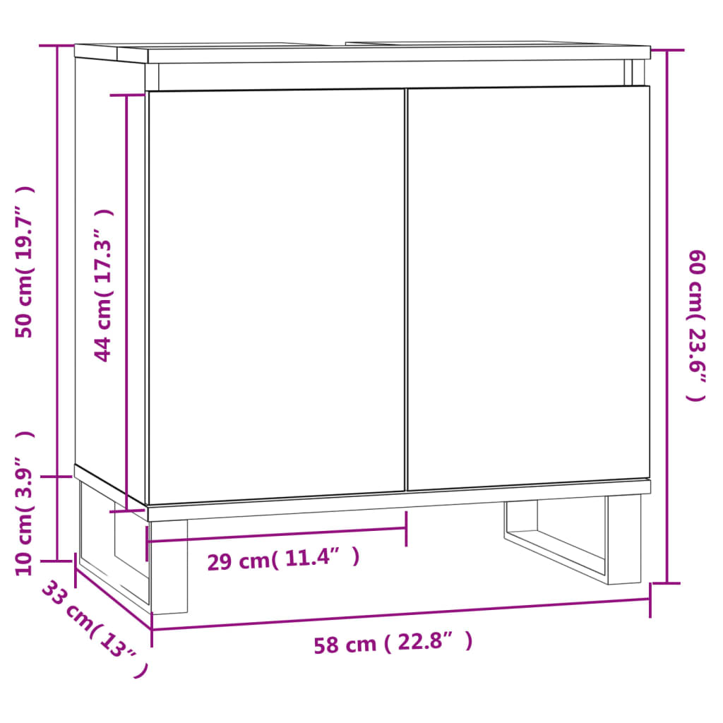 Badkamerkast 58X33X60 Cm Bewerkt Hout Sonoma Eikenkleurig