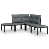 -Delige Loungeset Poly Rattan Zwart En Grijs