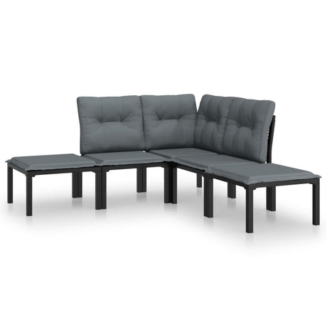 -Delige Loungeset Poly Rattan Zwart En Grijs