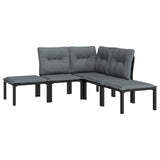 -Delige Loungeset Poly Rattan Zwart En Grijs