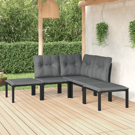 -Delige Loungeset Poly Rattan Zwart En Grijs