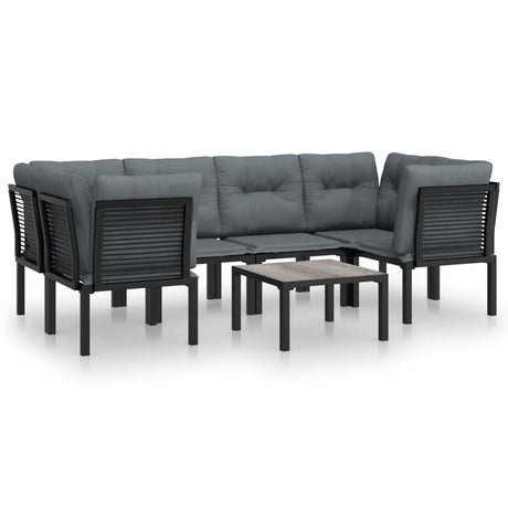 -Delige Loungeset Poly Rattan Zwart En Grijs