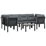 -Delige Loungeset Poly Rattan Zwart En Grijs