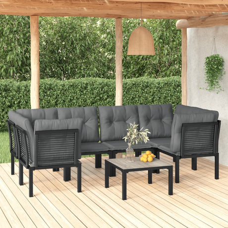 -Delige Loungeset Poly Rattan Zwart En Grijs