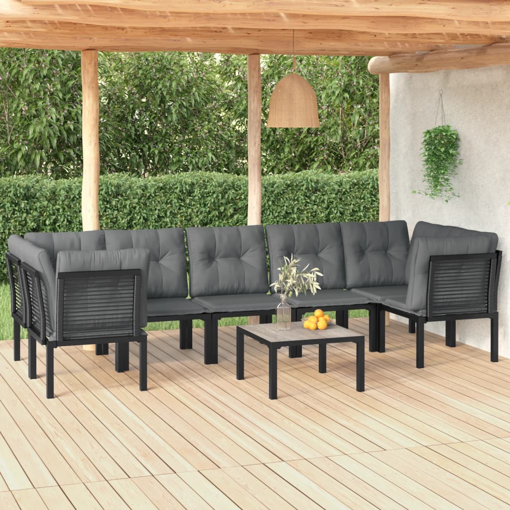 -Delige Loungeset Poly Rattan Zwart En Grijs