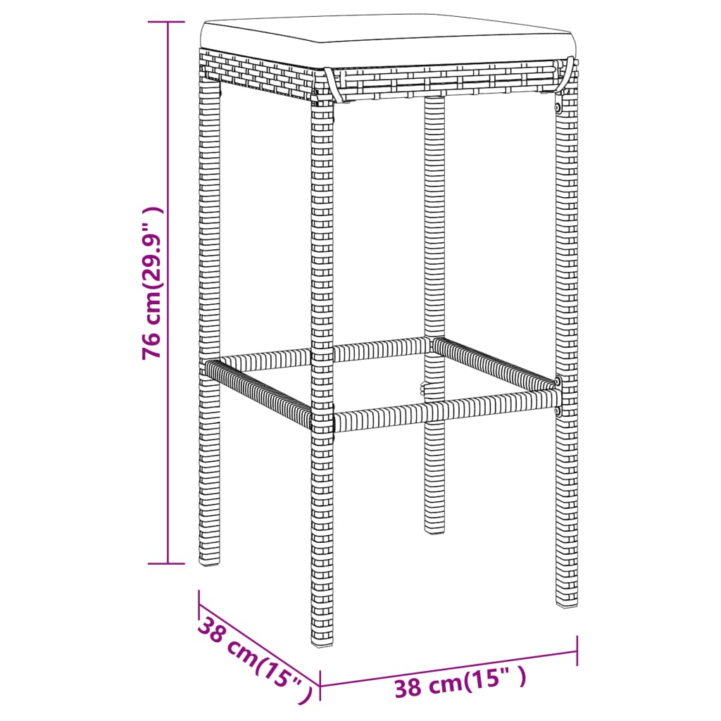 -Delige Tuinbarset Met Kussens Poly Rattan