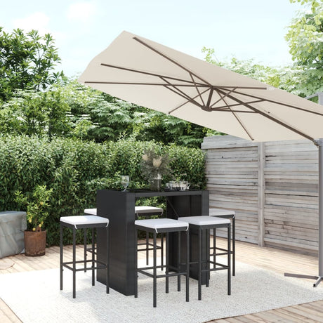 -Delige Tuinbarset Met Kussens Poly Rattan