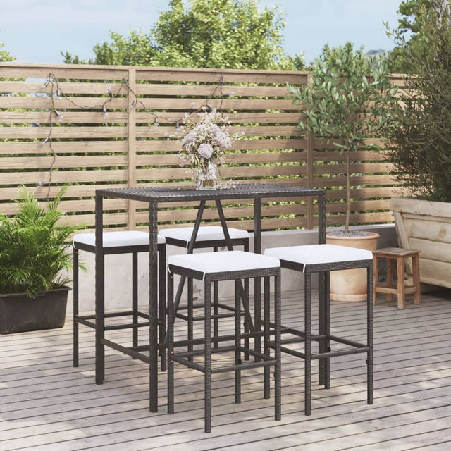 -Delige Tuinbarset Met Kussens Poly Rattan