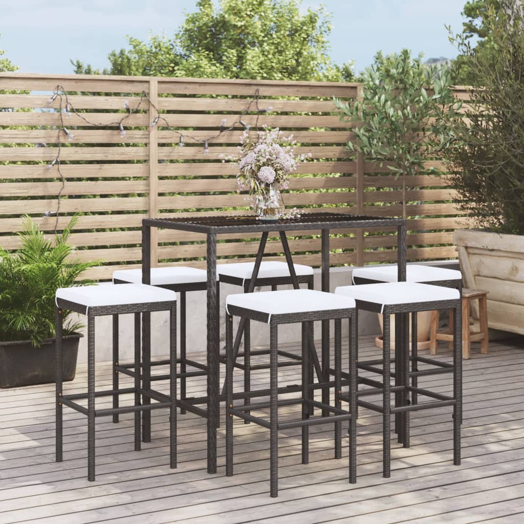 -Delige Tuinbarset Met Kussens Poly Rattan