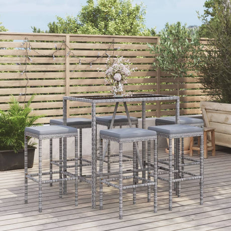 -Delige Tuinbarset Met Kussens Poly Rattan