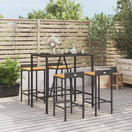 -Delige Tuinbarset Poly Rattan En Massief Acaciahout