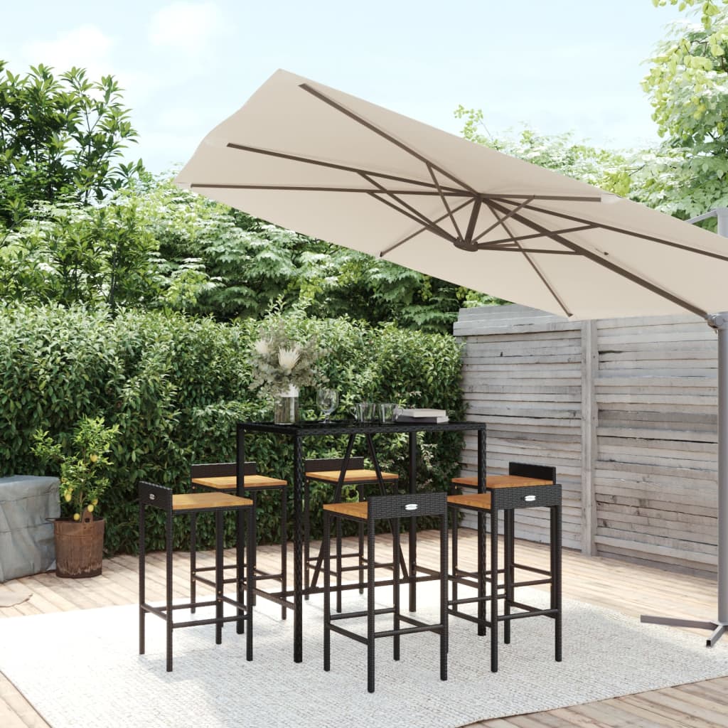 -Delige Tuinbarset Poly Rattan En Massief Acaciahout