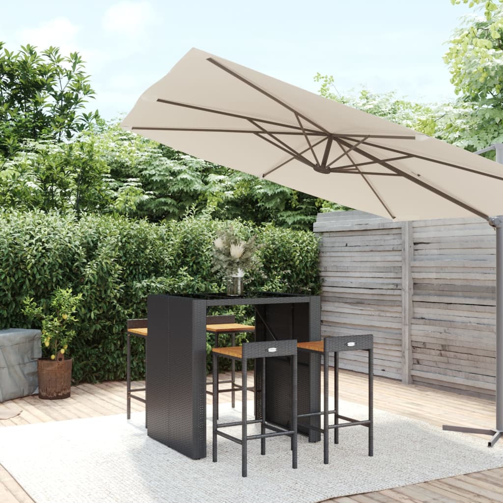 -Delige Tuinbarset Poly Rattan En Massief Acaciahout