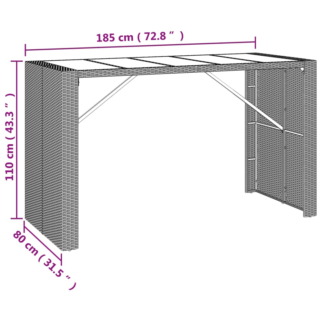 -Delige Tuinbarset Poly Rattan En Massief Acaciahout