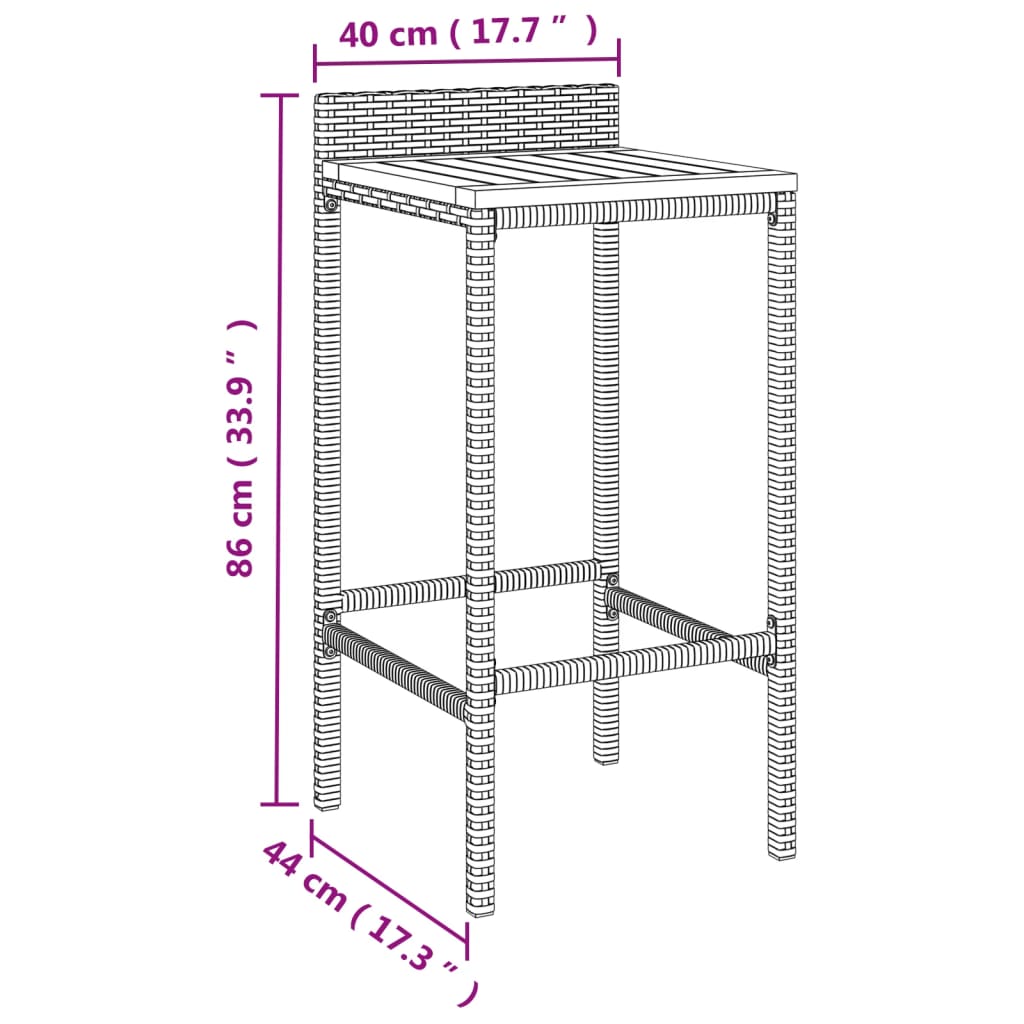 -Delige Tuinbarset Poly Rattan En Massief Acaciahout