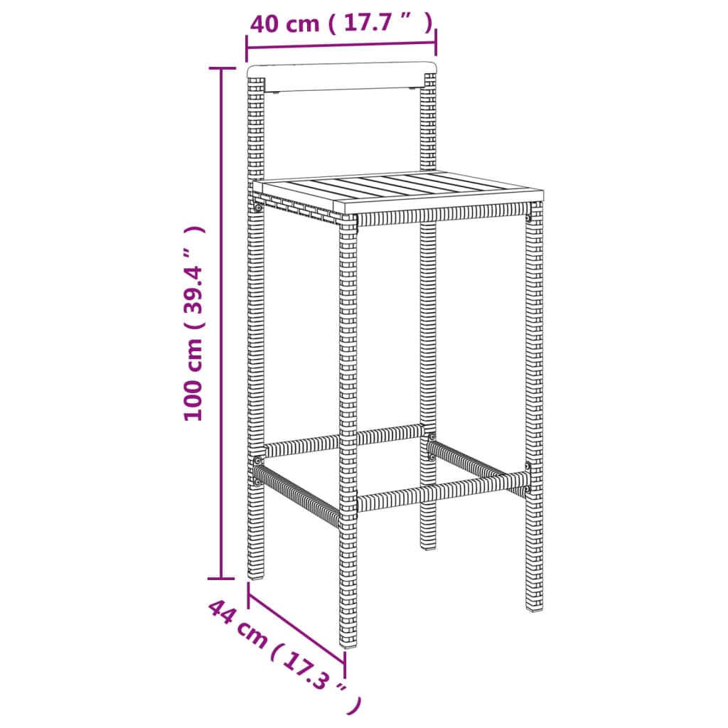 -Delige Tuinbarset Poly Rattan En Massief Acaciahout