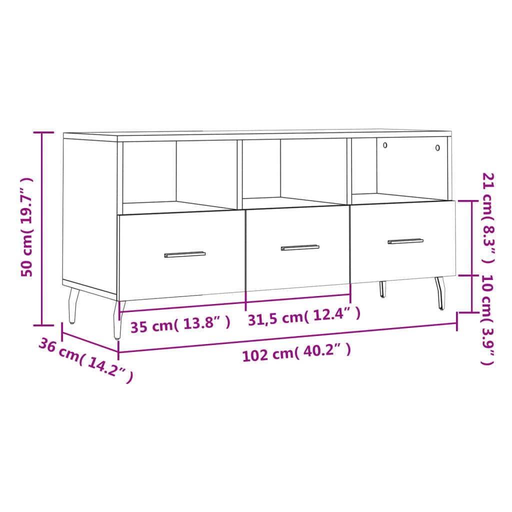 Tv-Meubel 02X36X50 Cm Bewerkt Hout Kleurig