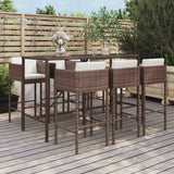 -Delige Tuinbarset Met Kussens Poly Rattan