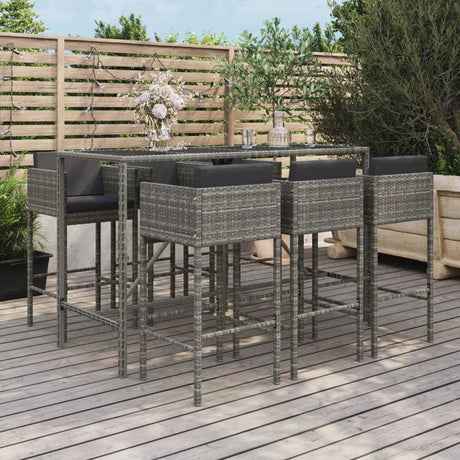 -Delige Tuinbarset Met Kussens Poly Rattan