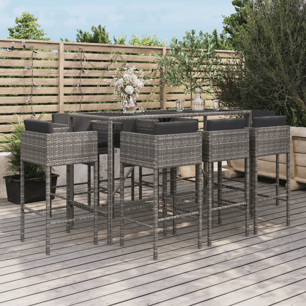 -Delige Tuinbarset Met Kussens Poly Rattan