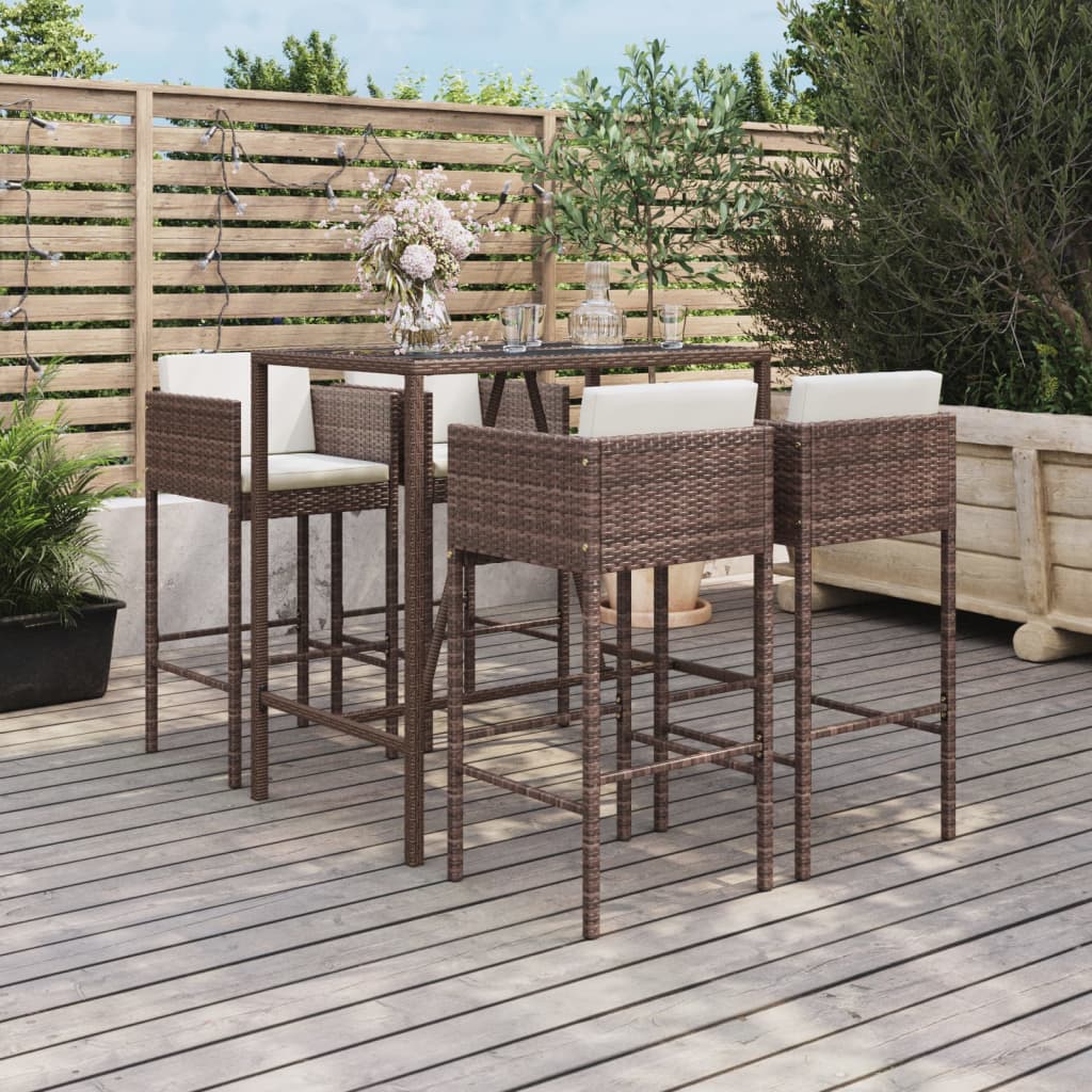 -Delige Tuinbarset Met Kussens Poly Rattan