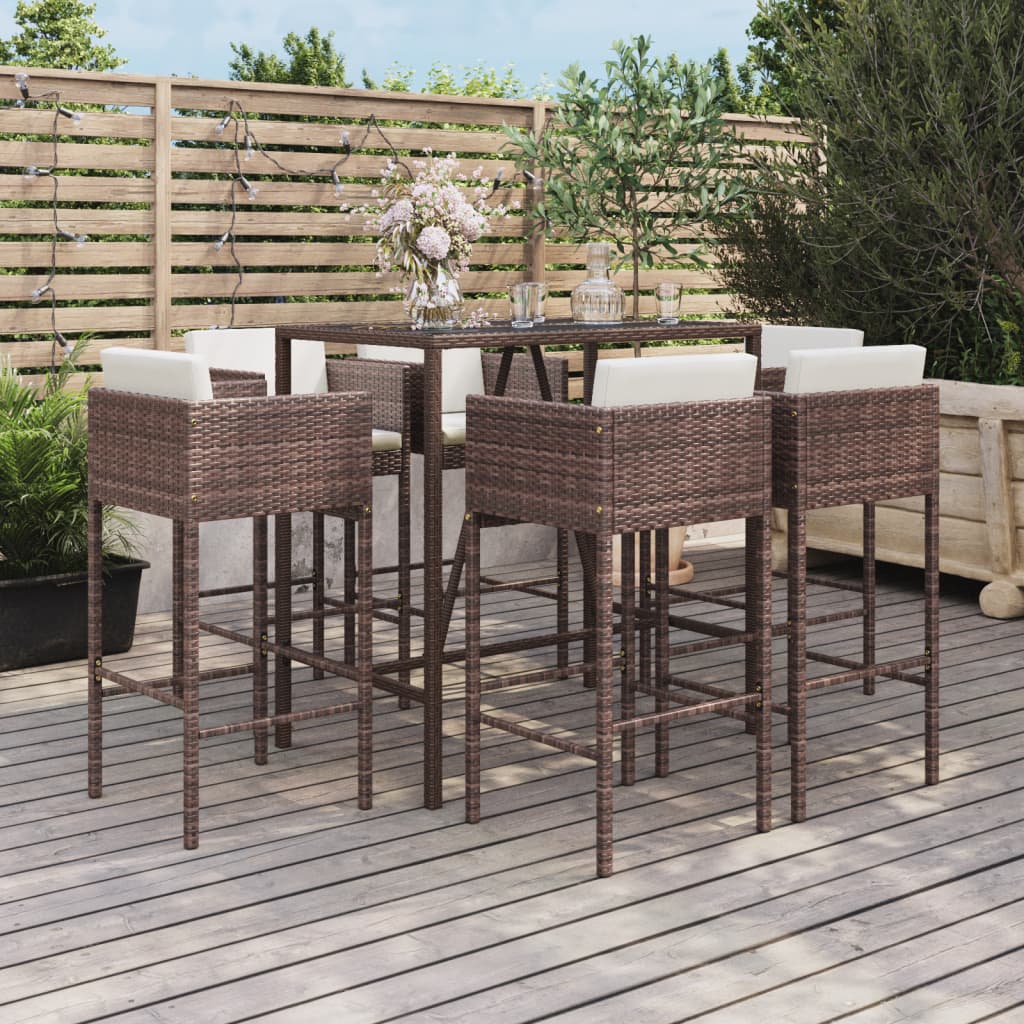 -Delige Tuinbarset Met Kussens Poly Rattan