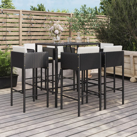 -Delige Tuinbarset Met Kussens Poly Rattan