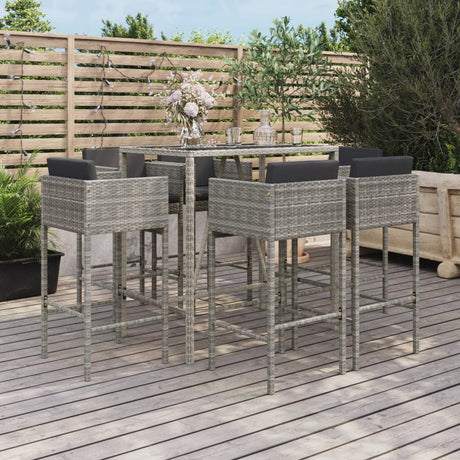 -Delige Tuinbarset Met Kussens Poly Rattan