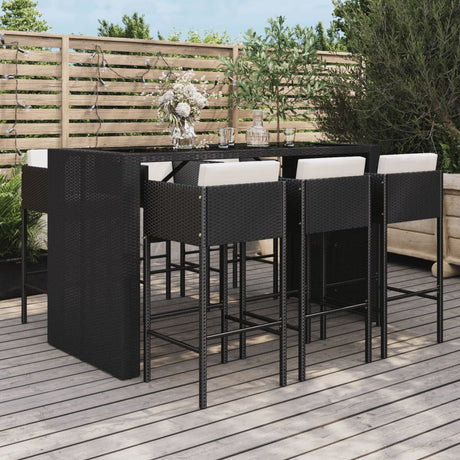 -Delige Tuinbarset Met Kussens Poly Rattan