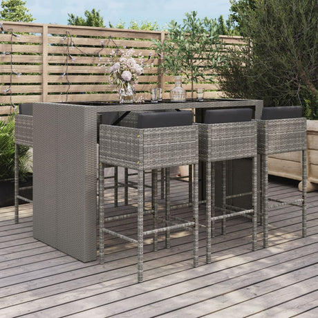 -Delige Tuinbarset Met Kussens Poly Rattan