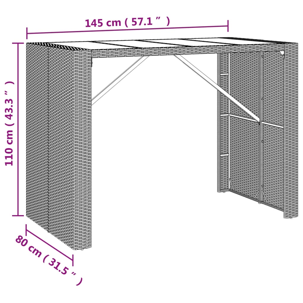 -Delige Tuinbarset Met Kussens Poly Rattan