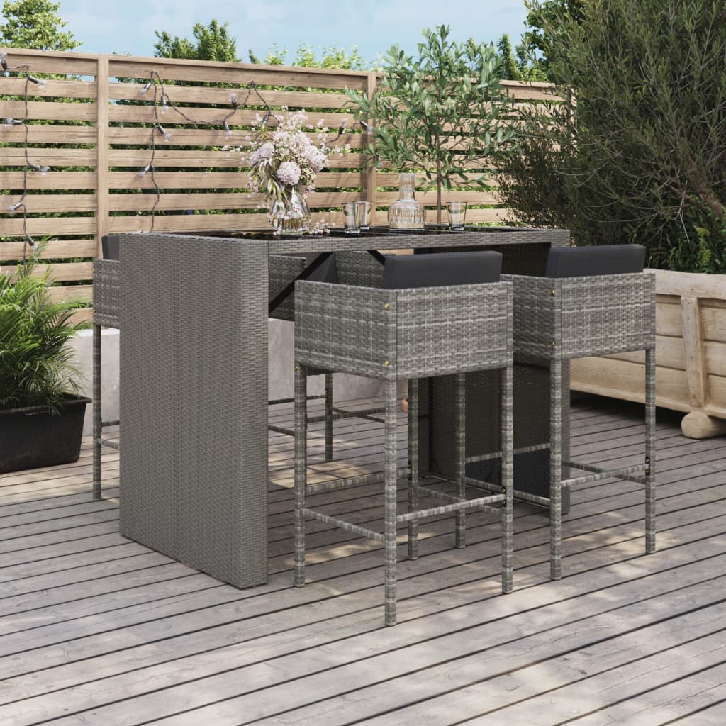 -Delige Tuinbarset Met Kussens Poly Rattan