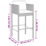 -Delige Tuinbarset Met Kussens Poly Rattan