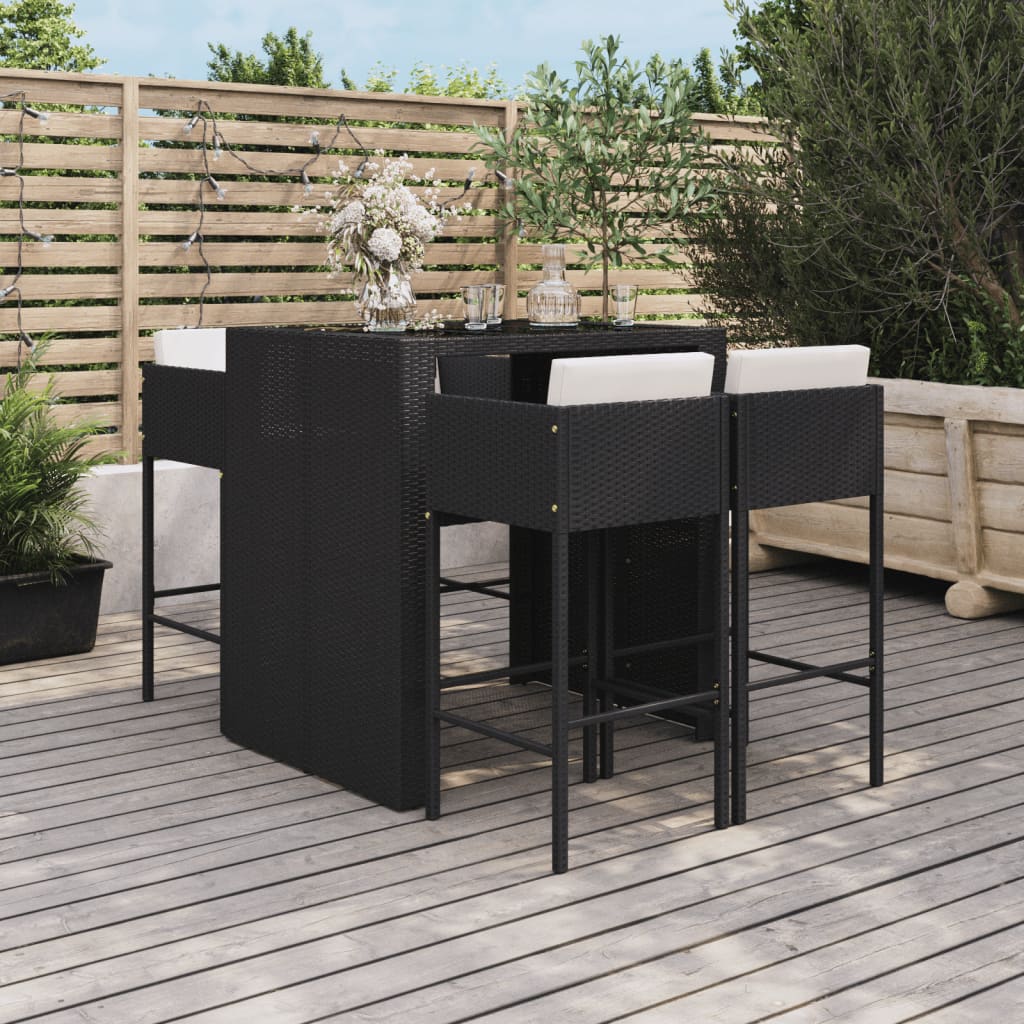 -Delige Tuinbarset Met Kussens Poly Rattan