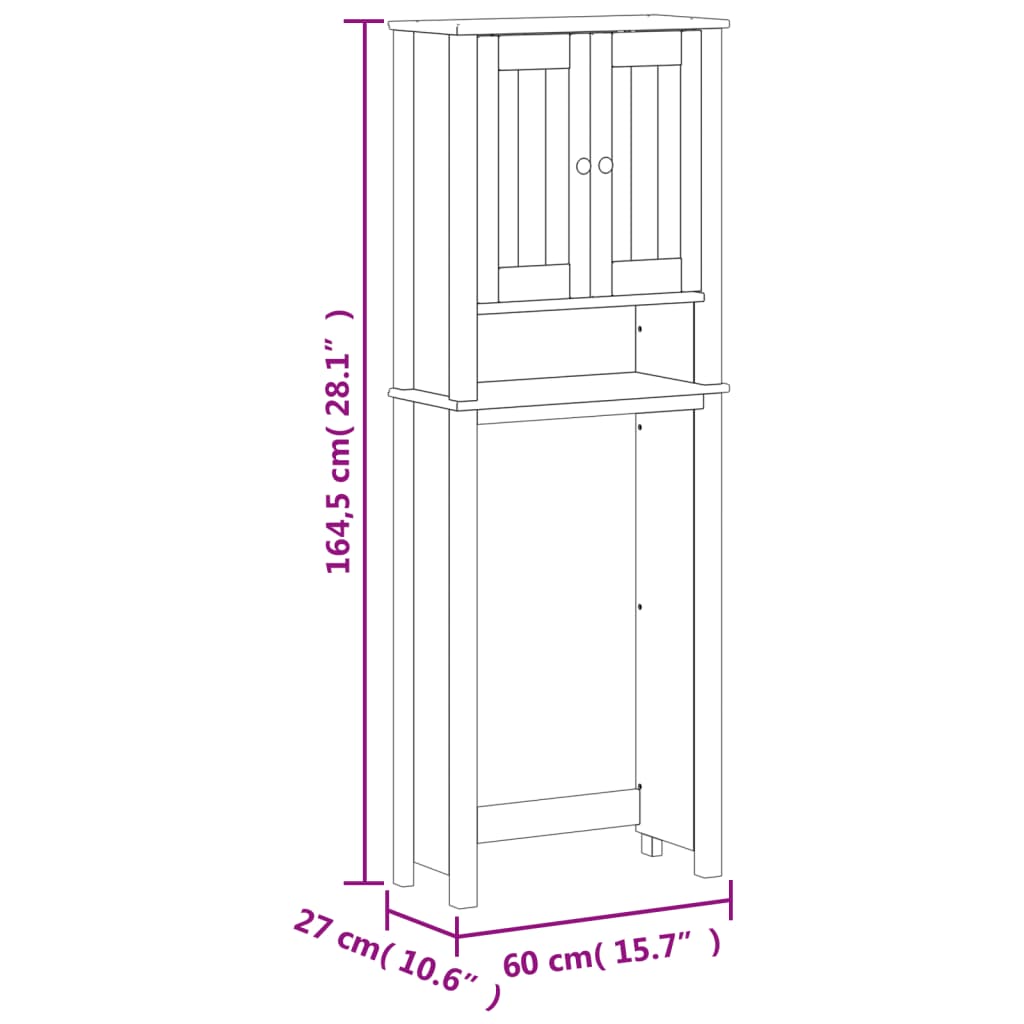 Toiletmeubel Berg 60X27X164,5 Cm Massief Hout Wit